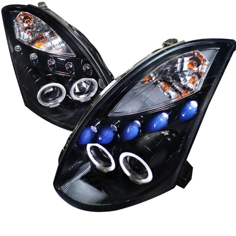 2003-2005 Infiniti G35 Coupe Halo Gloss-Black-Smoke Projector Headlights - LHP-G