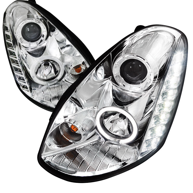 2005-2006 Infiniti G35 4DR Sedan Halo Chrome Projector Headlights - LHP-G35054-T