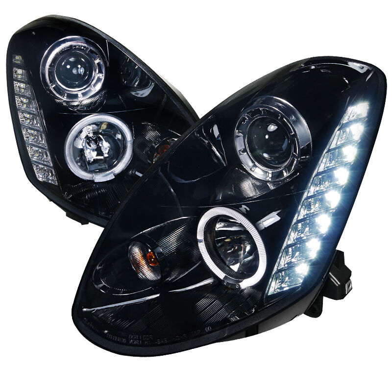 2005-2006 Infiniti G35 4DR Halo Gloss-Black-Smoke Projector Headlights - LHP-G35