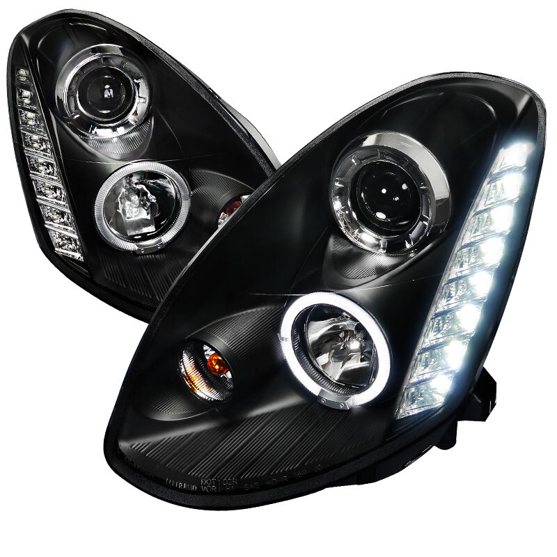 2005-2006 Infiniti G35 4DR Sedan Halo Black Projector Headlights - LHP-G35054JM-