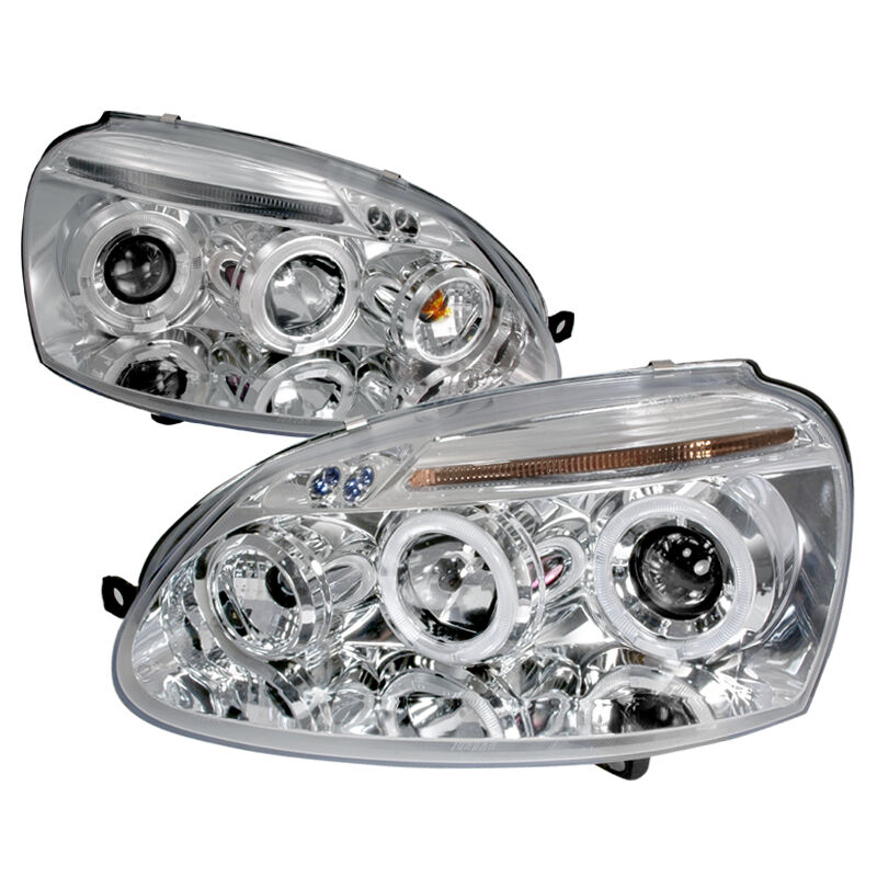 2006-2008 VW Golf Halo LED Chrome Projector Headlights - LHP-GLF05-TM