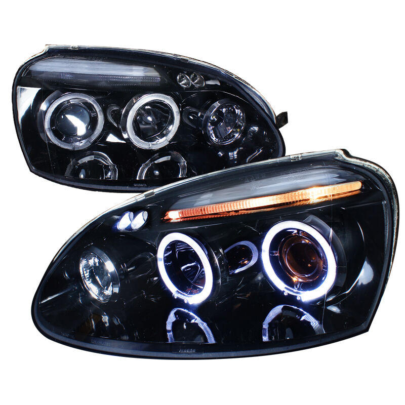 2006-2008 VW Golf Halo Gloss-Black-Smoke Projector Headlights - LHP-GLF05G-TM