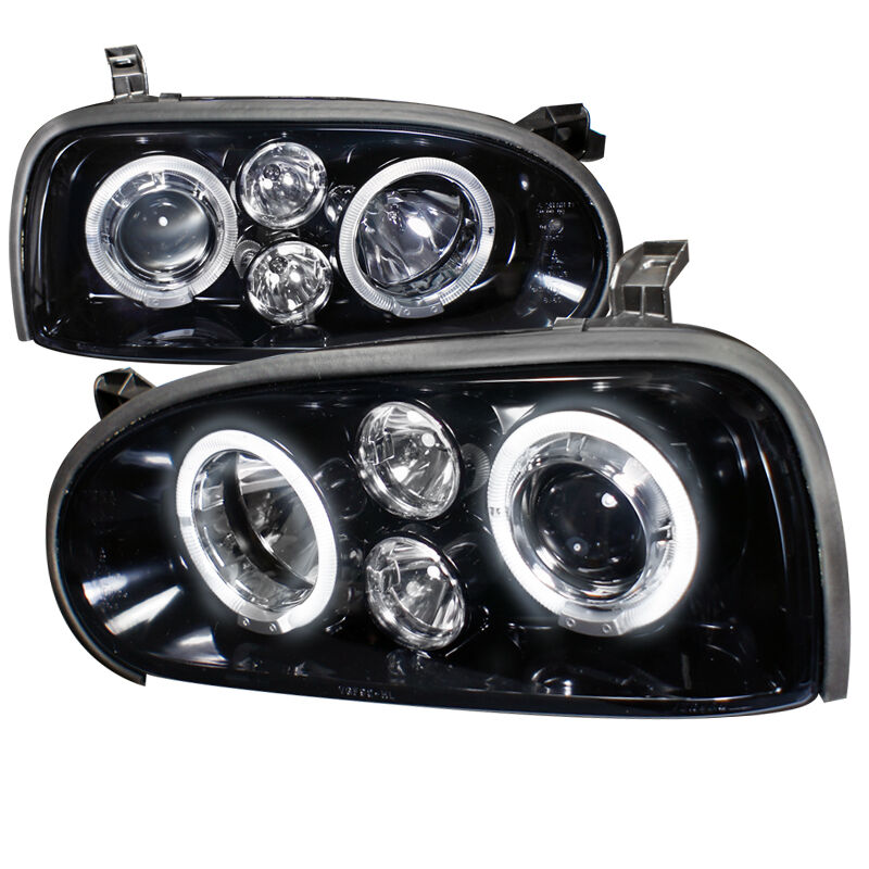 1993-1998 VW Golf Halo Gloss-Black-Smoke Projector Headlights - LHP-GLF92G-TM