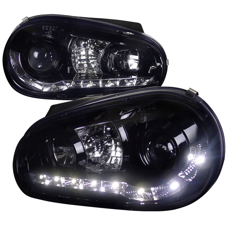 1999-2005 VW Golf R8 Gloss-Black-Smoke Projector Headlights - LHP-GLF99G-8-TM