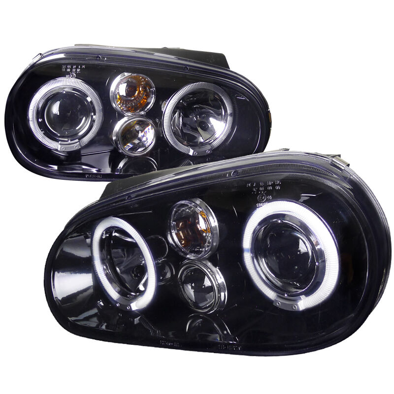 1999-2003 VW Golf Halo Gloss-Black-Smoke Projector Headlights - LHP-GLF99G-TM