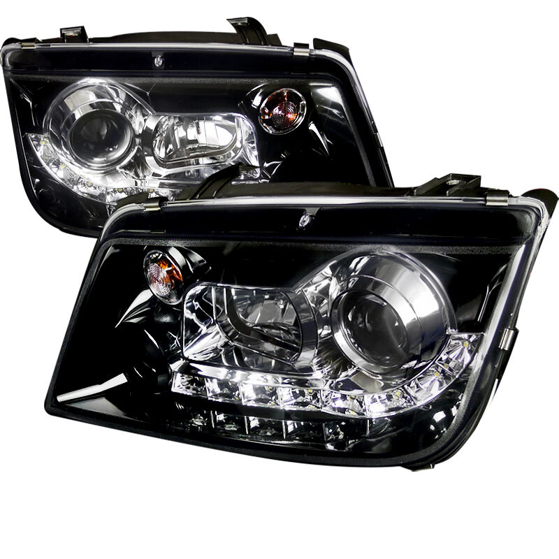 1999-2004 VW Jetta R8 Gloss-Black-Smoke Projector Headlights - LHP-JET99G-8-TM