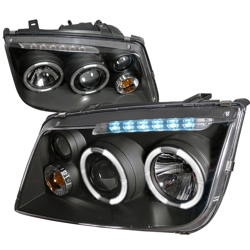 1999-2004 VW Jetta Halo Black Projector Headlights - LHP-JET99JM-RS