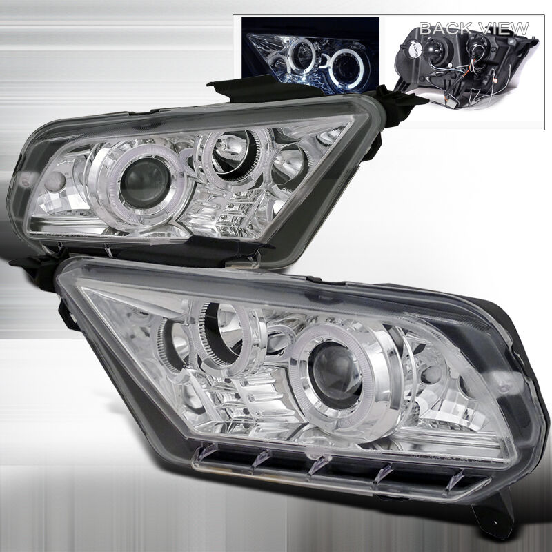 2010-2014 Ford Mustang Halo Chrome Projector Headlights - LHP-MST10-TM