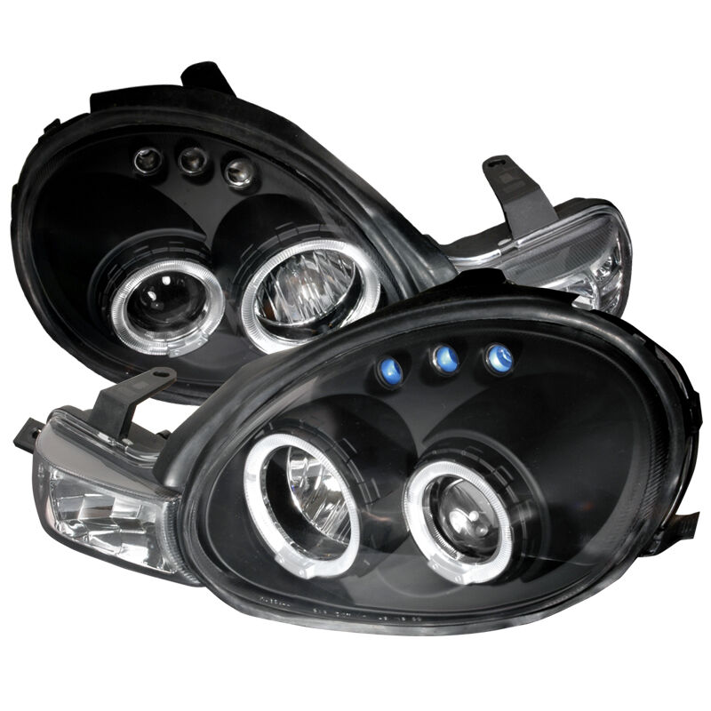 2000-2002 Dodge Neon Halo LED Black Projector Headlights - LHP-NEO00JM-TM