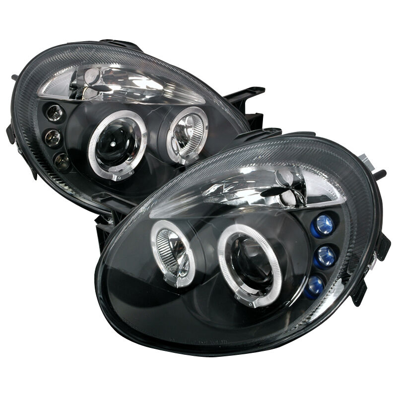 2003-2005 Dodge Neon Halo LED Black Projector Headlights - LHP-NEO03JM-TM