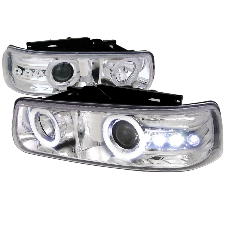 2000-2006 Chevy Tahoe Halo Chrome Projector Headlights - LHP-SIV99-RS