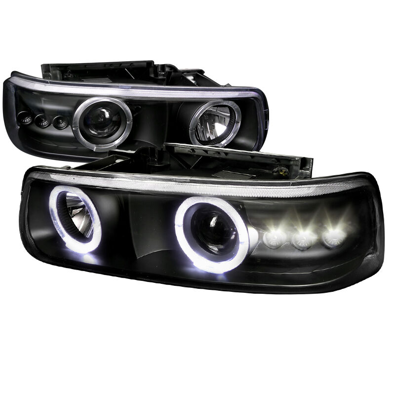2000-2006 Chevy Tahoe Halo Black Projector Headlights - LHP-SIV99JM-RS