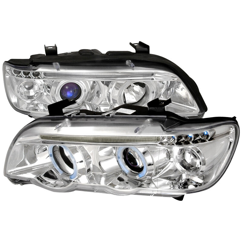 2001-2003 BMW X5 E53 Halo LED Chrome Projector Headlights - LHP-X500-TM