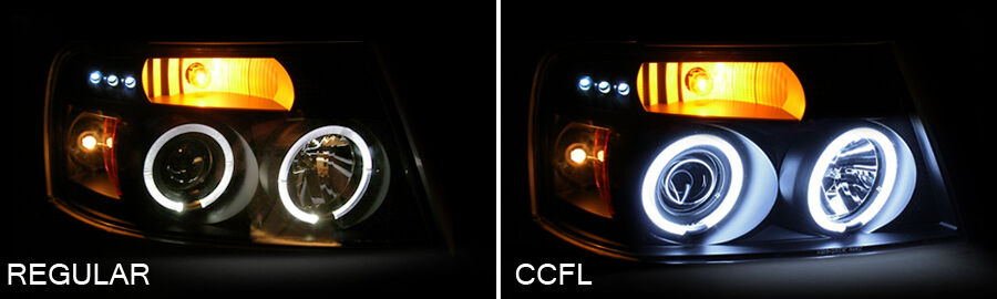 2007-2010 Chevy Silverado Black CCFL Halo Projector Headlights