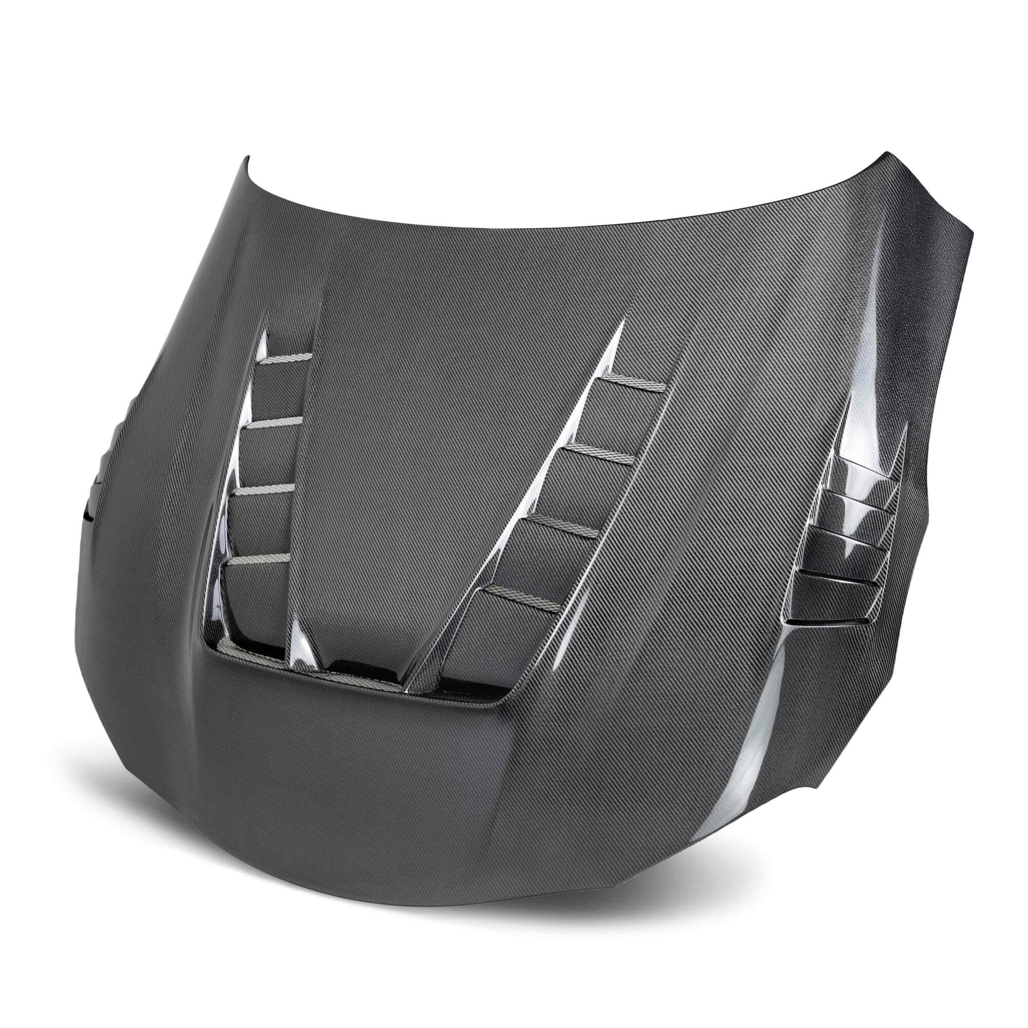 2020-2024 Toyota GR Supra TV Style double Sided Carbon Fiber Hood by Seibon - HD20TYSUP-TV-DS