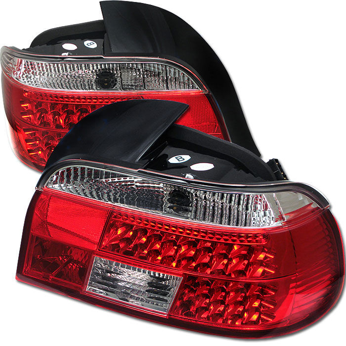 1997-2000 BMW E39 5 Series Red/Clear LED Tail Lights - 111-BE3997-LED-RC