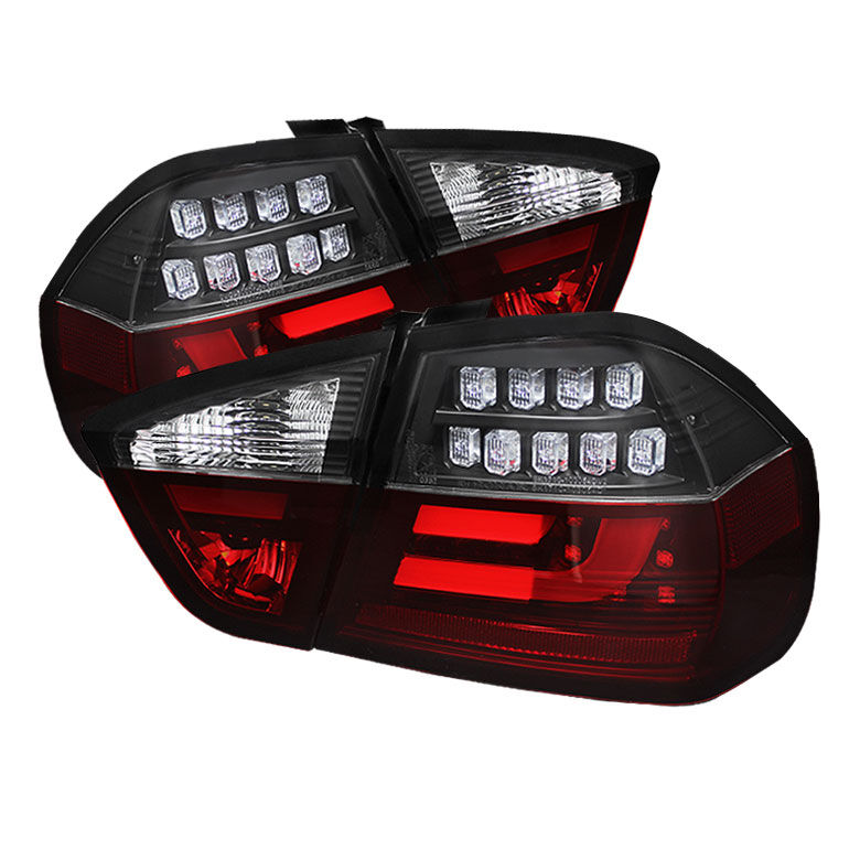 2006-2008 BMW E90 3 Series Black LED Indicator Light Bar LED Tail Lights - 111-B