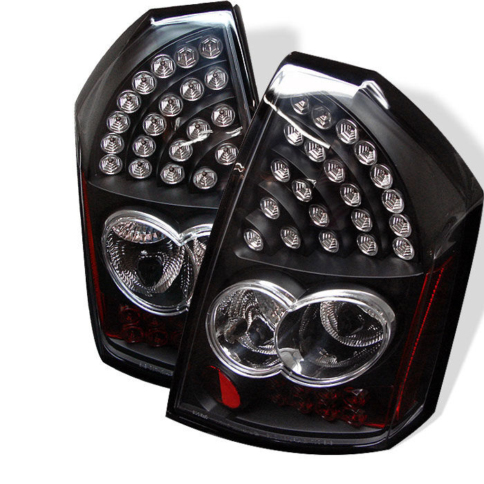 2005-2007 Chrysler 300 Black LED Tail Lights - 111-C305-LED-BK