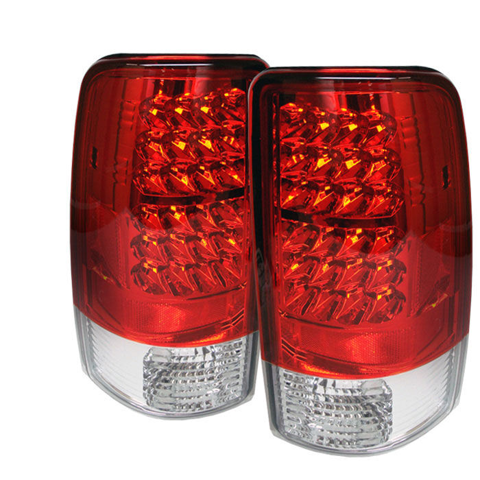 2001-2006 Chevy Yukon Denali XL Red/Clear LED Tail Lights - 111-CD00-LED-RC