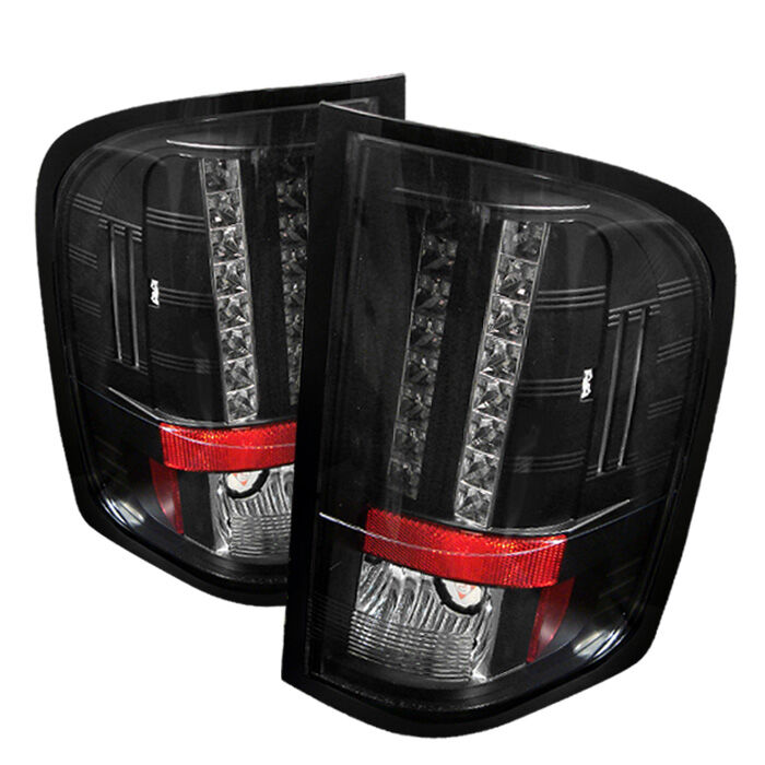 2007-2012 Chevy Silverado HD 3500 Black LED Tail Lights - 111-CS07-LED-BK