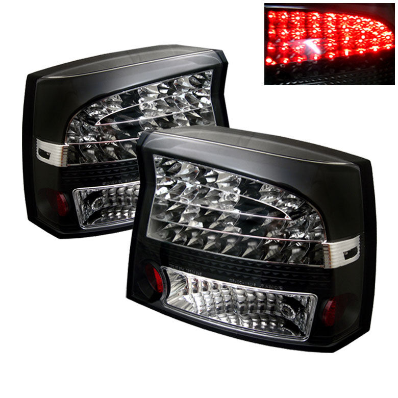2006-2008 Dodge Charger Black LED Tail Lights - 111-DCH05-LED-BK