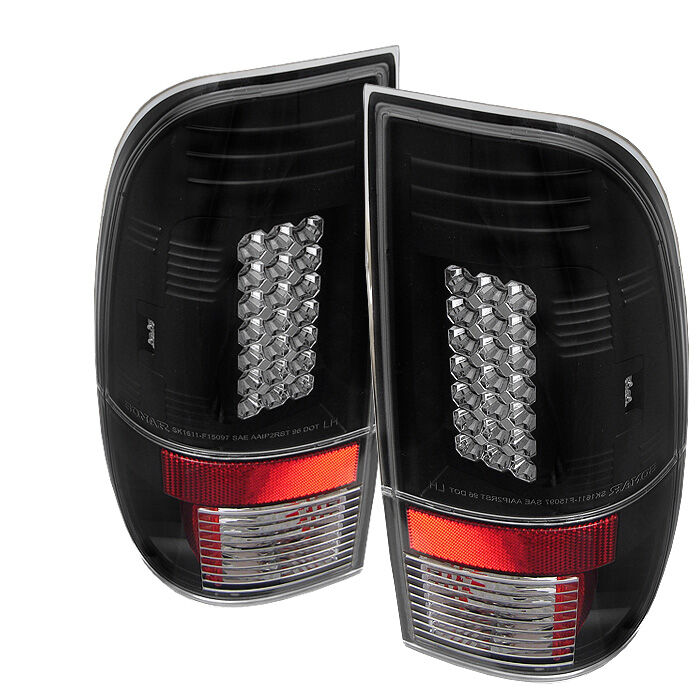 1999-2007 Ford F250 SuperDuty Black LED Tail Lights - 111-FF15097-LED-BK