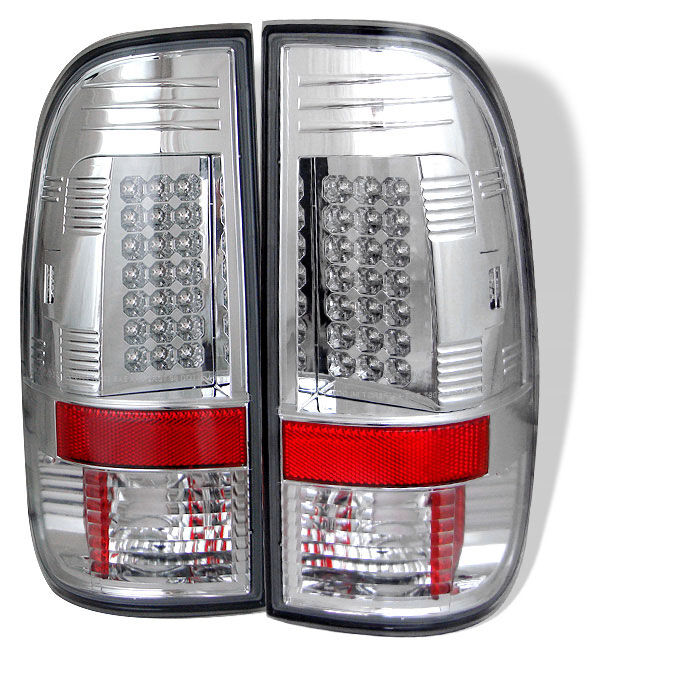 1999-2007 Ford F350 SuperDuty Chrome LED Tail Lights - 111-FF15097-LED-C