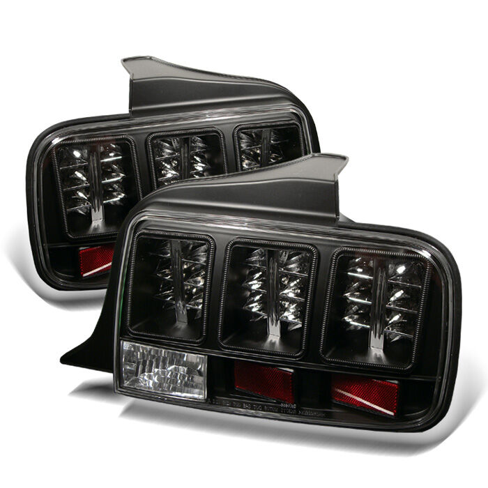2005-2009 Ford Mustang Black LED Tail Lights - 111-FM05-LED-BK