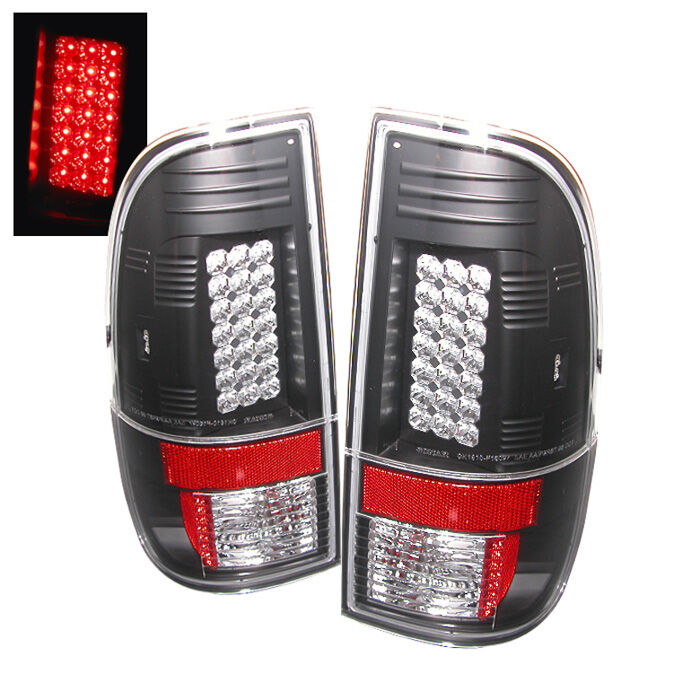 2008-2013 Ford F550 SuperDuty Black LED Tail Lights - 111-FS07-LED-BK