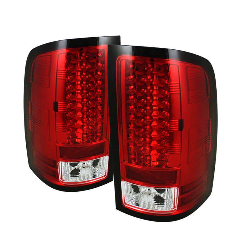 2007-2012 GMC Sierra 1500 Red/Clear LED Tail Lights - 111-GS07-LED-RC