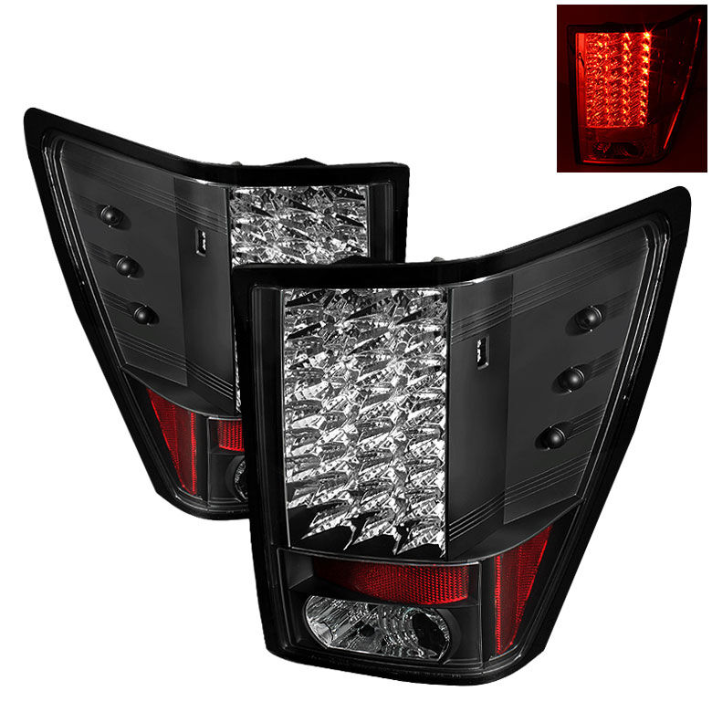 2007-2010 Jeep Grand Cherokee Black LED Tail Lights - 111-JGC07-LED-BK