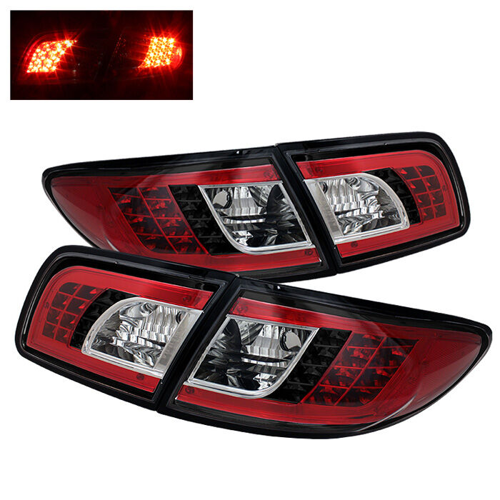 2003-2008 Mazda 6 5DR Black LED Tail Lights - 111-M603-LED-BK