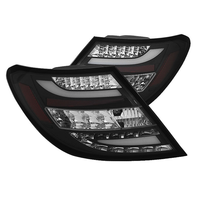 2008-2010 Mercedes Benz W204 C-Class Black LED Tail Lights - 111-MBZC08-LED-BK