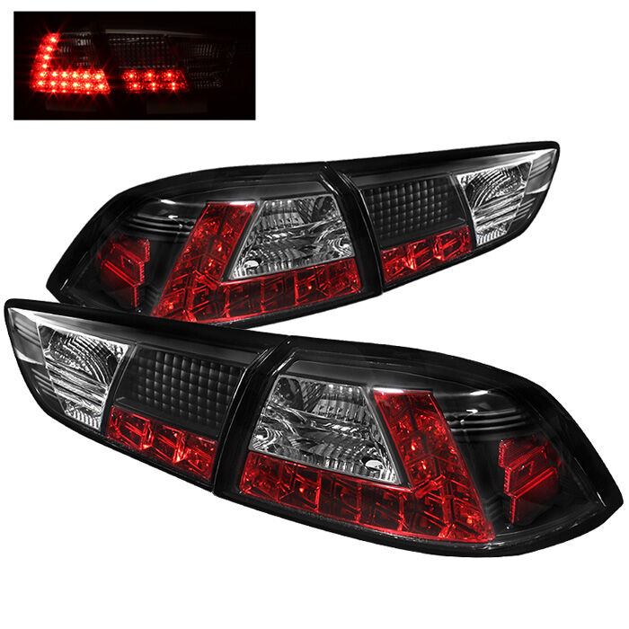 2008-2012 Mitsubishi EVO X Black LED Tail Lights - 111-MITEVO1008-LED-BK