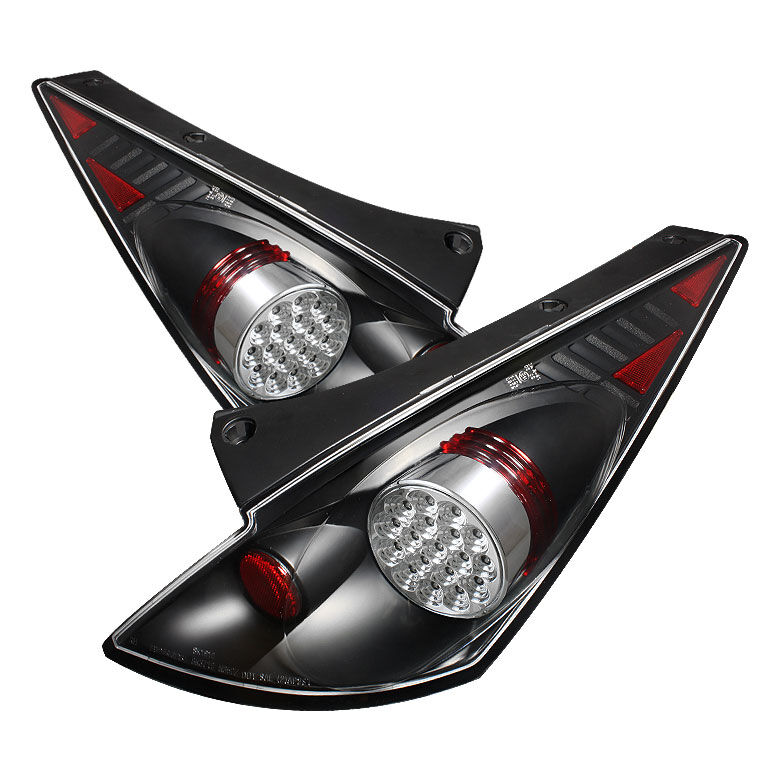 2003-2005 Nissan 350Z Black LED Tail Lights - 111-N350Z02-LED-BK