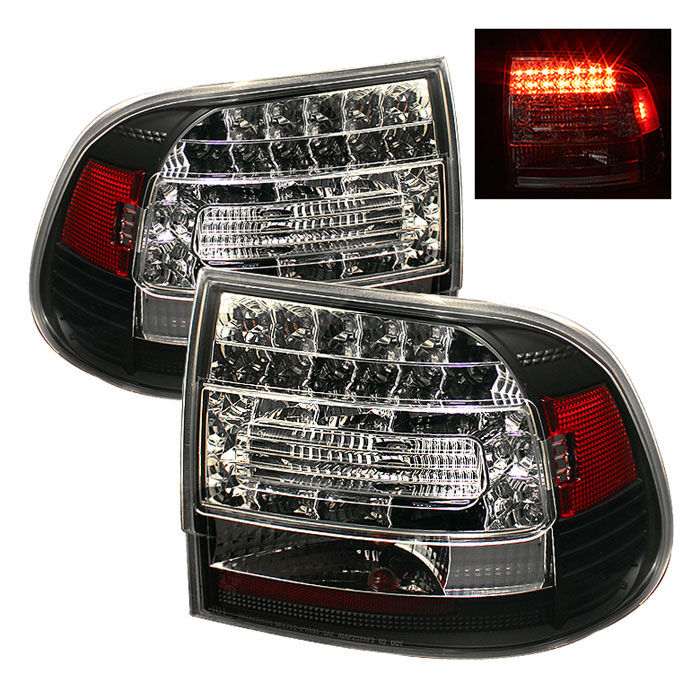 2003-2007 Porsche Cayenne Black LED Tail Lights - 111-PCAY03-LED-BK