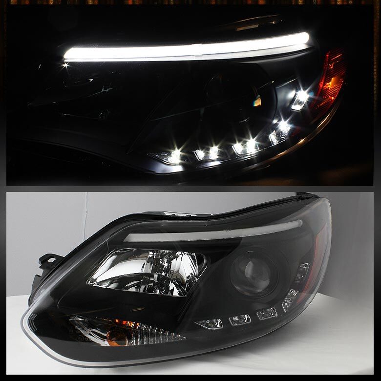 2012-2013 Ford Focus Black LED DRL Projector Headlights