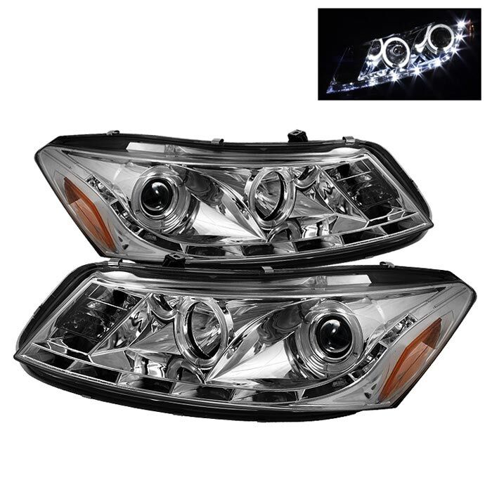 2008-2012 Honda Accord 4DR Chrome Halo + LED DRL Projector Headlights - 444-HA08