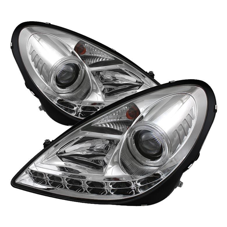 2005-2010 Mercedes Benz SLK Chrome LED DRL Projector Headlights - 444-MBSLK05-DR