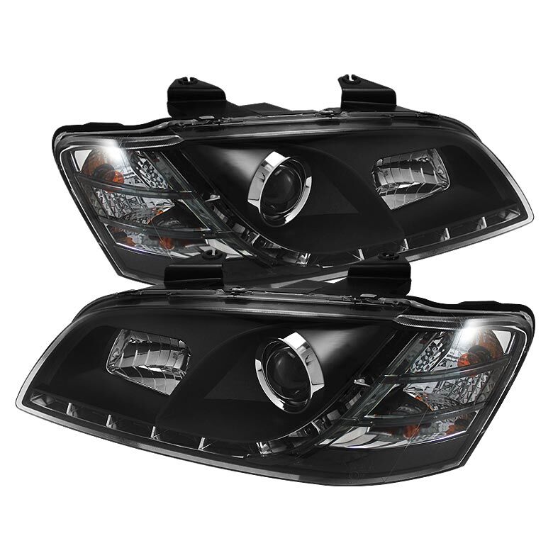 2008-2009 Pontiac G8 Black LED DRL Projector Headlights - 444-PG808-DRL-BK