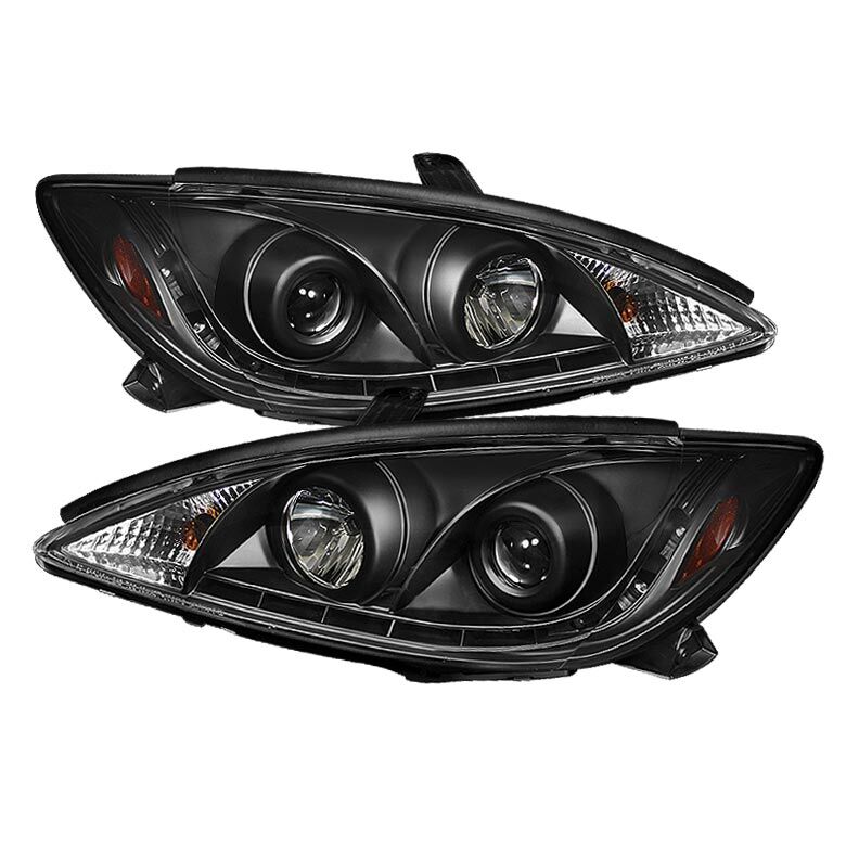 2002-2006 Toyota Camry Black LED DRL Projector Headlights - 444-TCAM02-DRL-BK