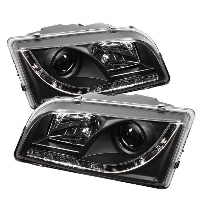 1997-2003 Volvo S40 Black LED DRL Projector Headlights - 444-VOS4097-DRL-BK