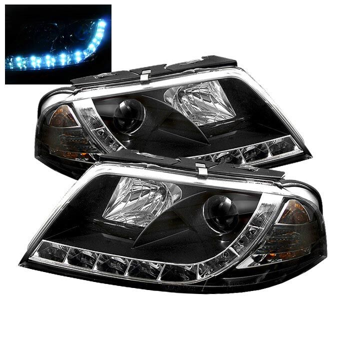 2001-2005 VW Passat Black LED DRL Projector Headlights - 444-VP01-DRL-BK