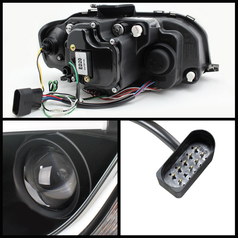 2006-2008 Audi A3 DRL Black Projector Headlights - Fits Halogen Models Only