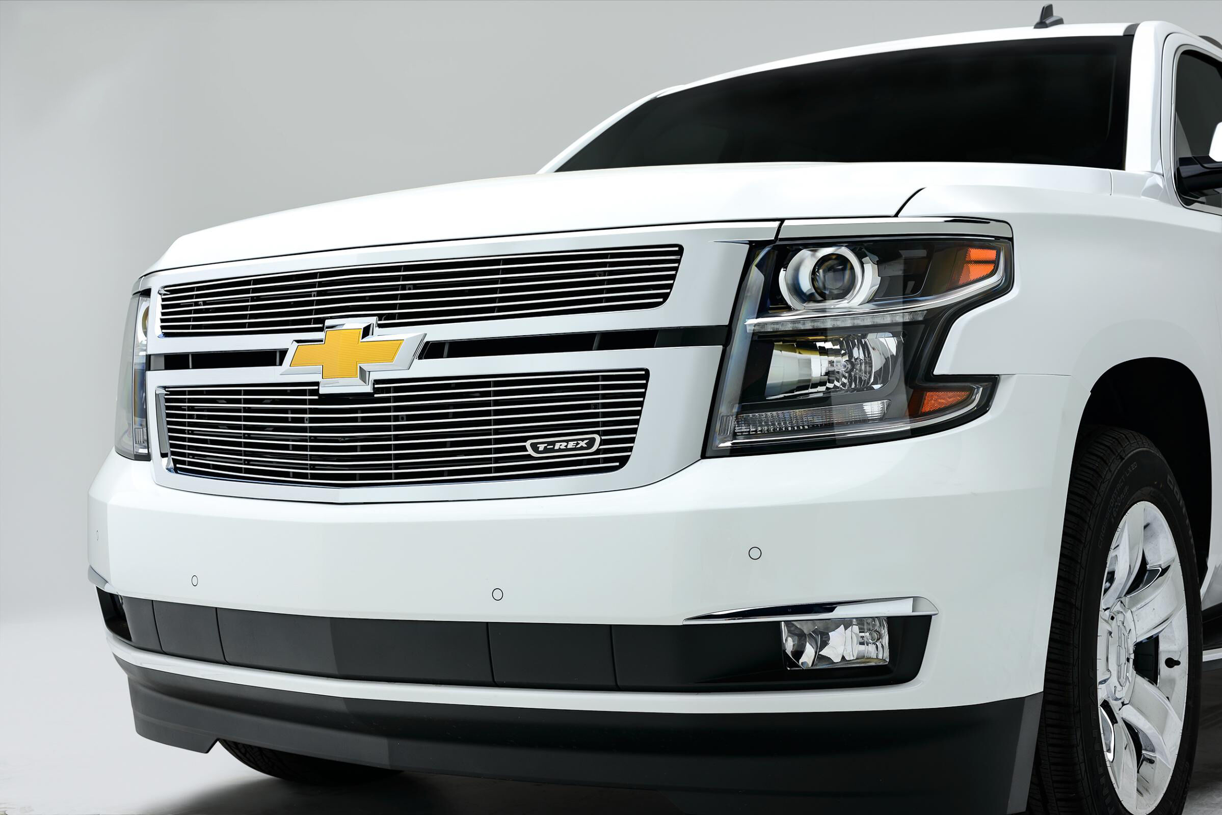 Suburban/Tahoe Grille Overlay 15-18 Chevrolet Suburban/Tahoe Aluminum Polished 2 Piece Billet Series T-REX Grilles - 21055