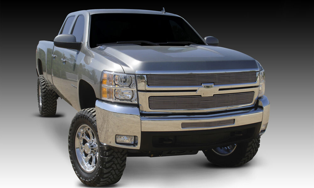 Silverado HD Grille Overlay 07-10 Chevrolet Silverado HD Aluminum Polished 2 Piece Billet Series T-REX Grilles - 21112