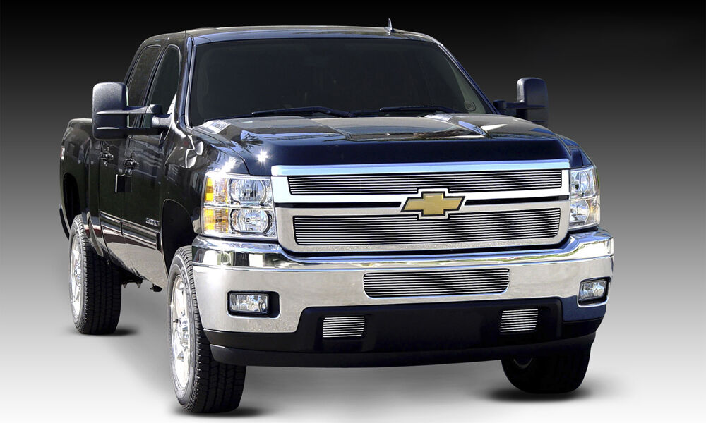 Silverado HD Grille Overlay 11-14 Chevrolet Silverado HD Aluminum Polished 2 Piece Billet Series T-REX Grilles - 21114