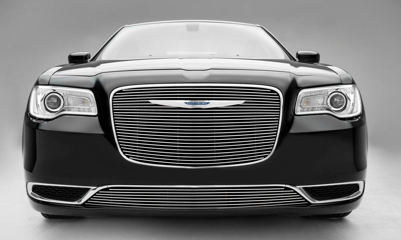 Chrysler 300 Grille Overlay W/Polished Face 15-17 Chrysler 300 Aluminum Powdercoat Black 1 Piece Billet Series T-REX Grilles - 21436