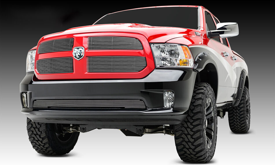 Ram 1500 Grille Overlay 13-18 Dodge Ram 1500 Aluminum Polished 4 Piece Billet Series T-REX Grilles - 21458