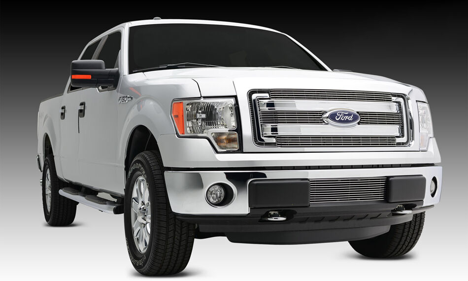 F-150 Grille Overlay 13-14 Ford F-150 Aluminum Polished 4 Piece Billet Series T-REX Grilles - 21573